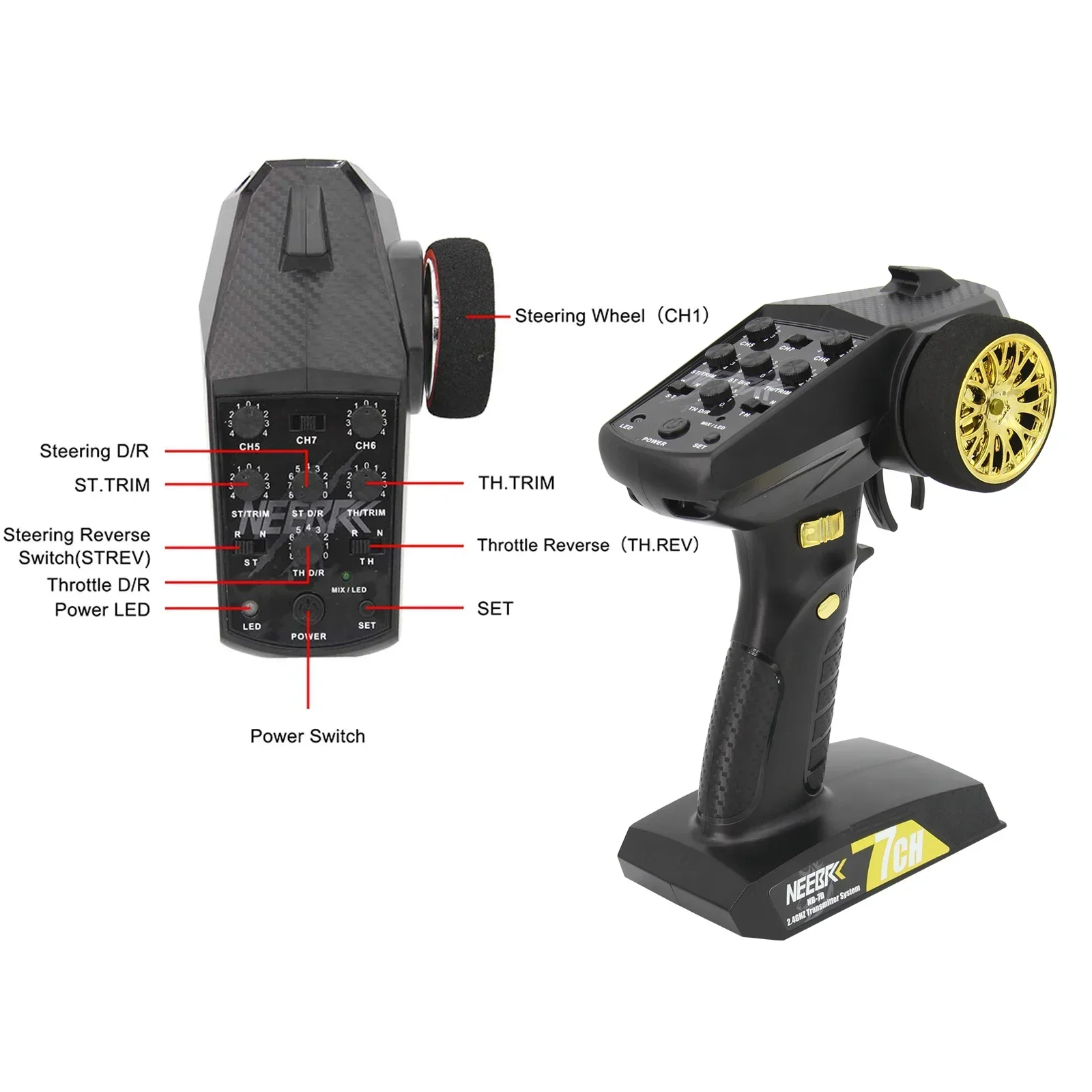 NEEBRC 7CH 2.4Ghz Radio System - огляд і ціна Radio Transmitter 2.4Ghz